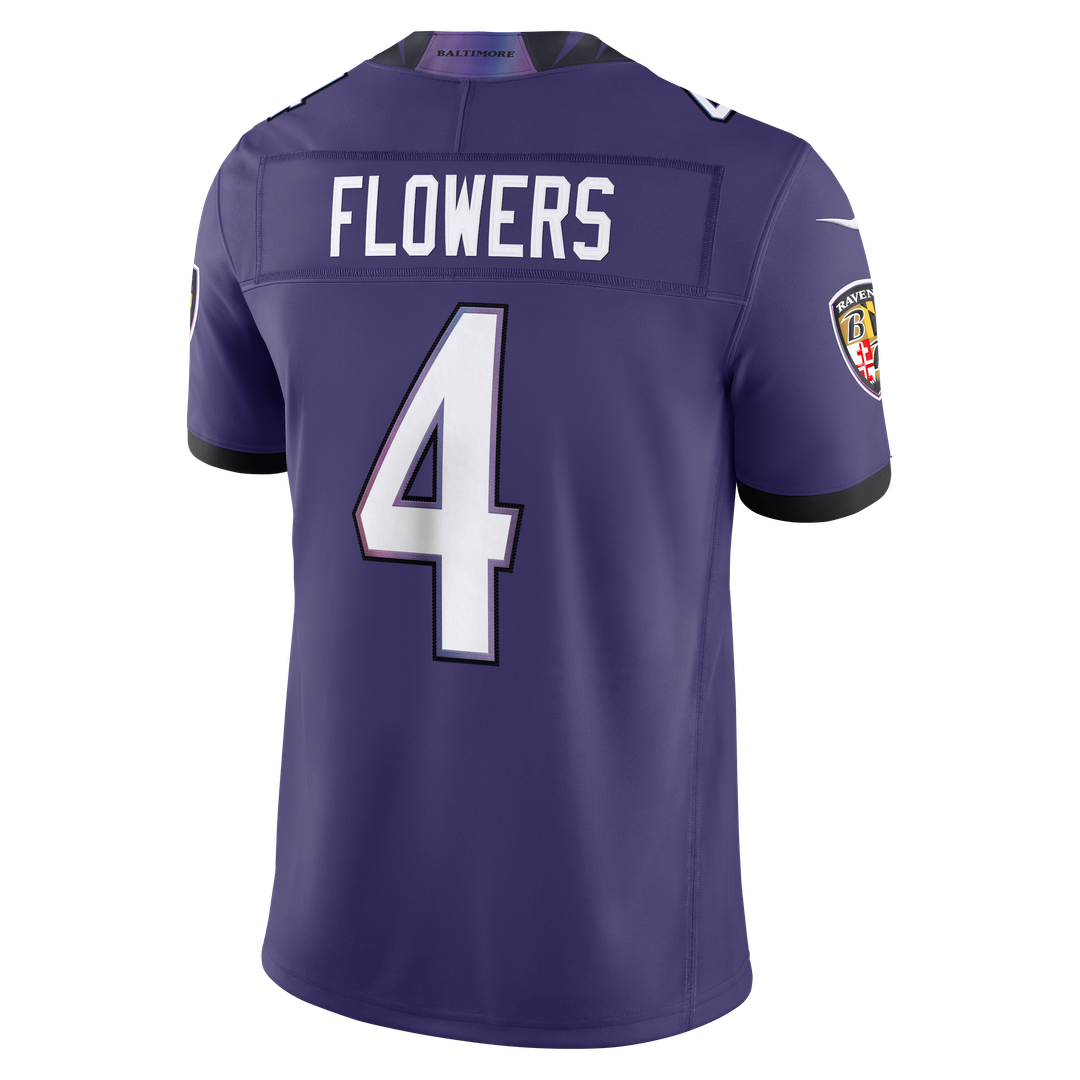 Zay Flowers Baltimore Ravens Nike Vapor F.U.S.E. Stitched Limited Jersey - Purple