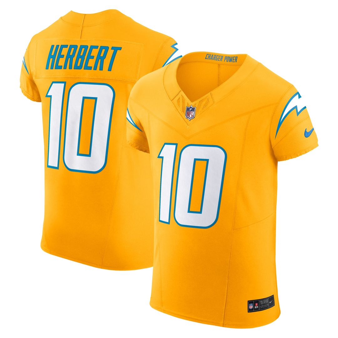 Justin Herbert Los Angeles Chargers Nike Alternate Charger Power Vapor F.U.S.E. Elite Jersey - Gold