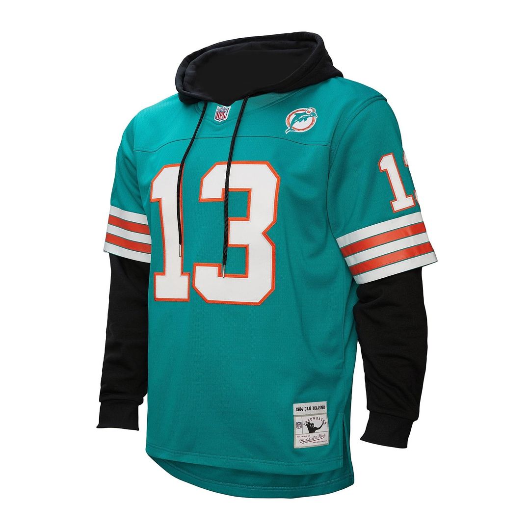 Dan Marino Miami Dolphins Mitchell & Ness Player Name & Number Hoodie Legacy Jersey - Aqua