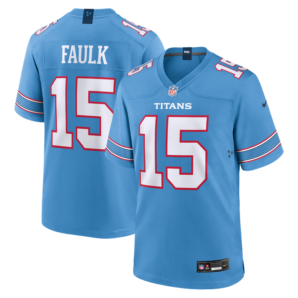 Keldric Faulk Tennessee Titans Nike 2026 NFL Draft First Round Pick No.31 Game Jersey - Light Blue