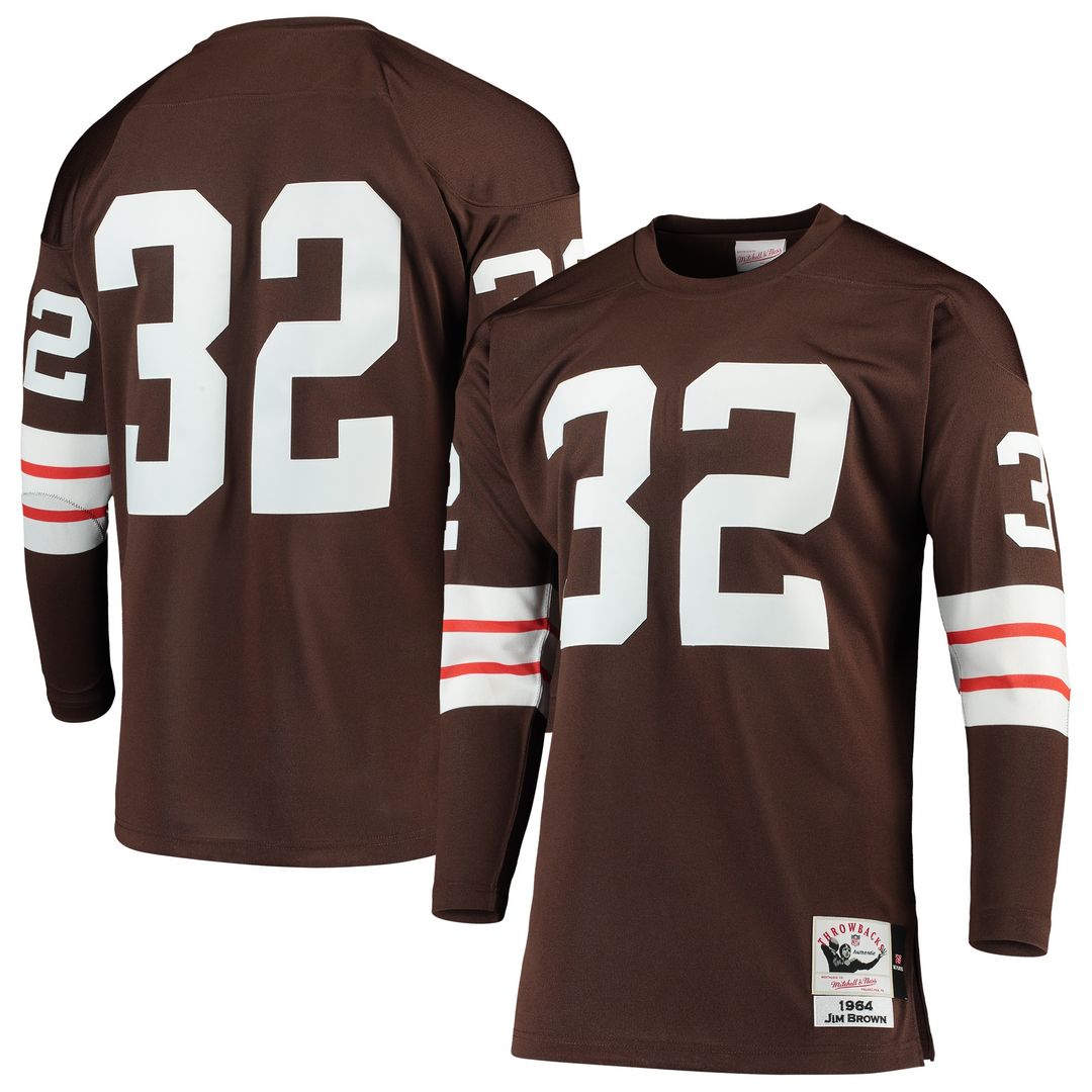 Jim Brown Cleveland Browns 1964 Mitchell & Ness Authentic Throwback Retired Player Jersey - Brown