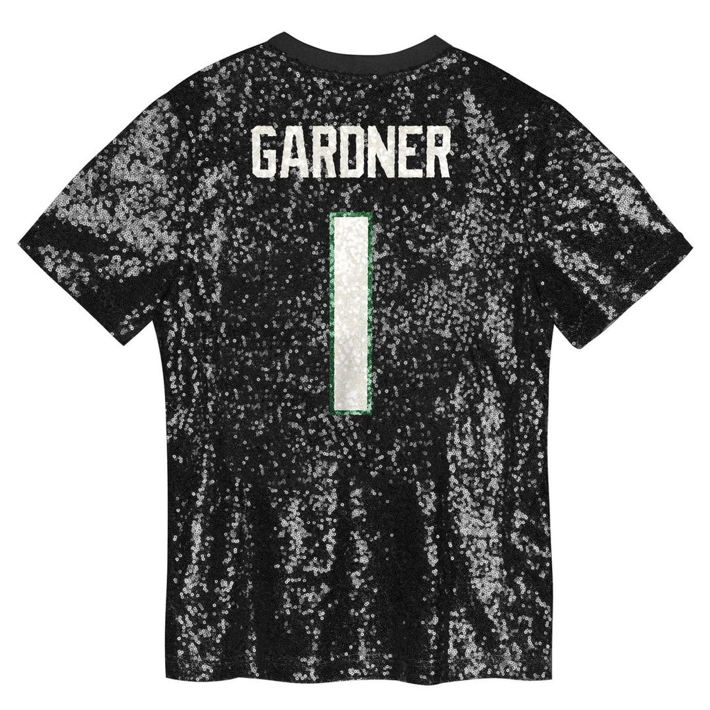 Sauce Gardner New York Jets Girls Youth Sequin V-Neck Fashion Jersey - Black