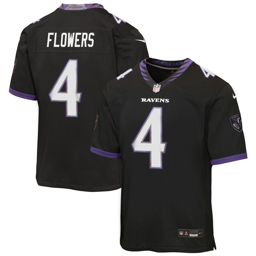 Zay Flowers Baltimore Ravens Nike Youth Alternate Game Jersey - Black