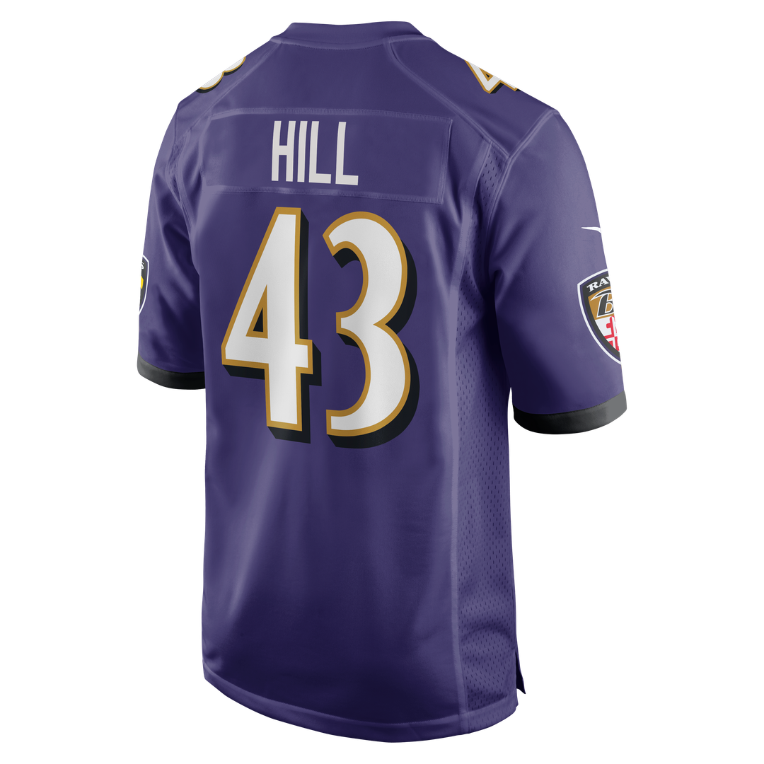 Justice Hill Baltimore Ravens Nike Game Jersey - Purple