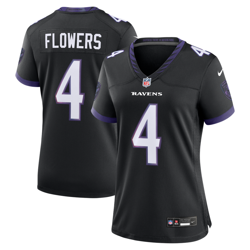 Zay Flowers Baltimore Ravens Nike Women's Alternate Game Jersey - Black