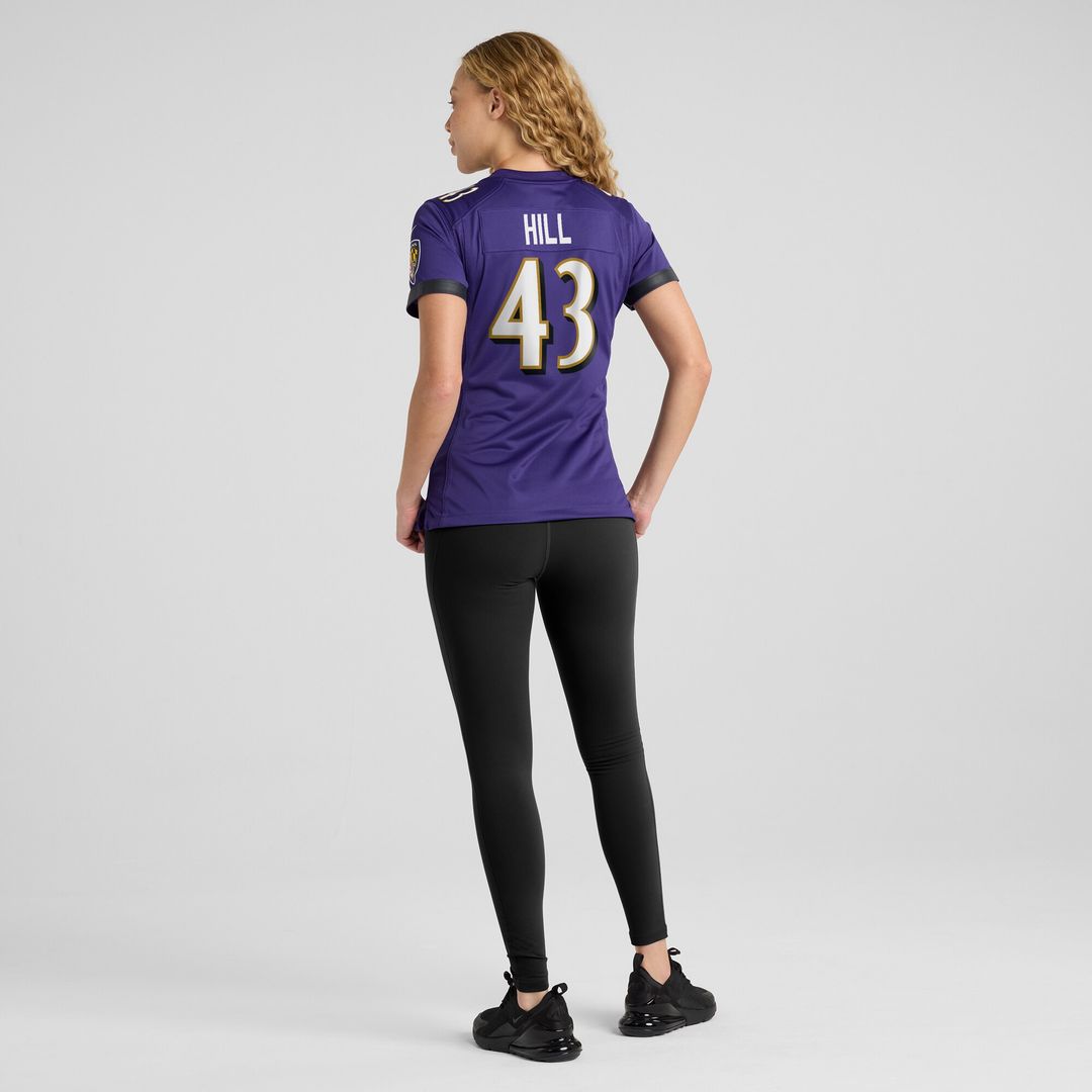 Justice Hill Baltimore Ravens Nike Women's Game Jersey - Purple