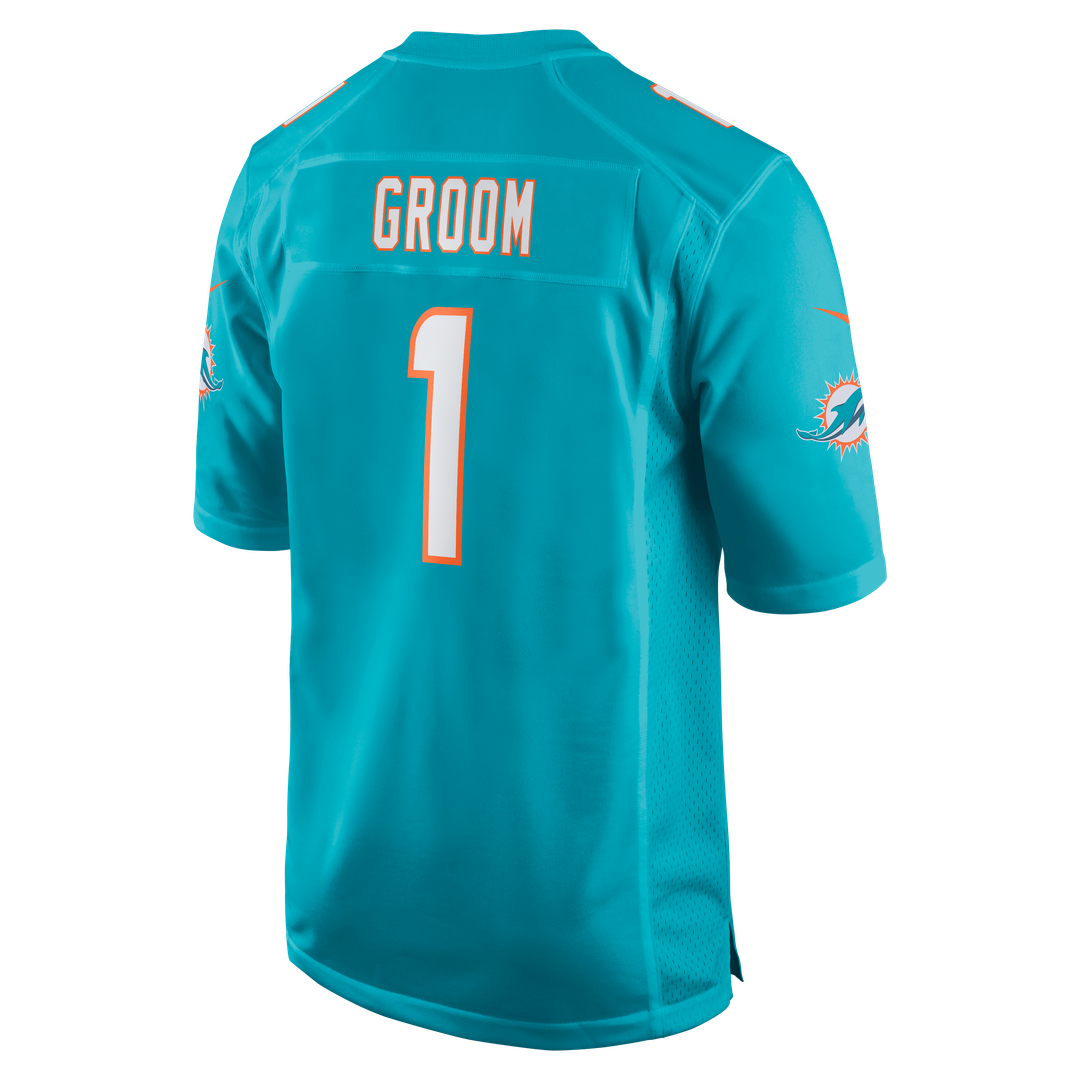 Number 1 Groom Miami Dolphins Nike Game Jersey - Aqua