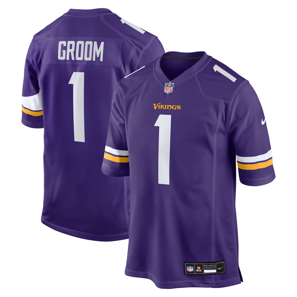 Number 1 Groom Minnesota Vikings Nike Game Jersey - Purple