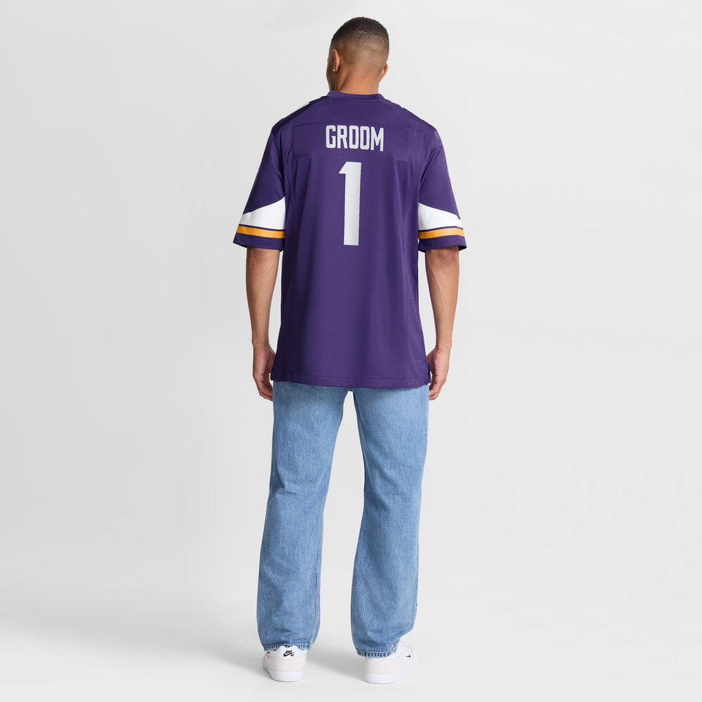 Number 1 Groom Minnesota Vikings Nike Game Jersey - Purple