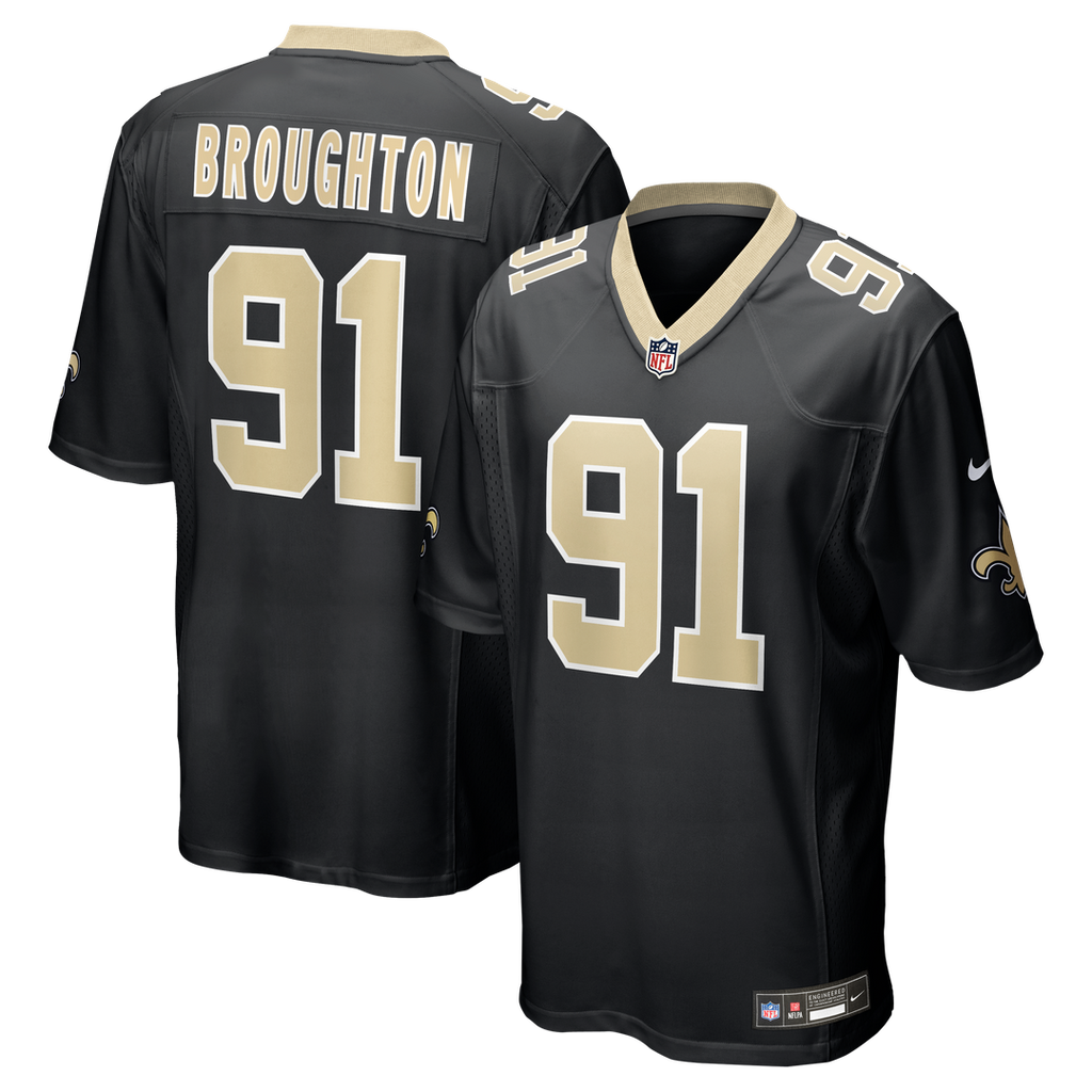 Vernon Broughton New Orleans Saints Nike Team Game Jersey -  Black