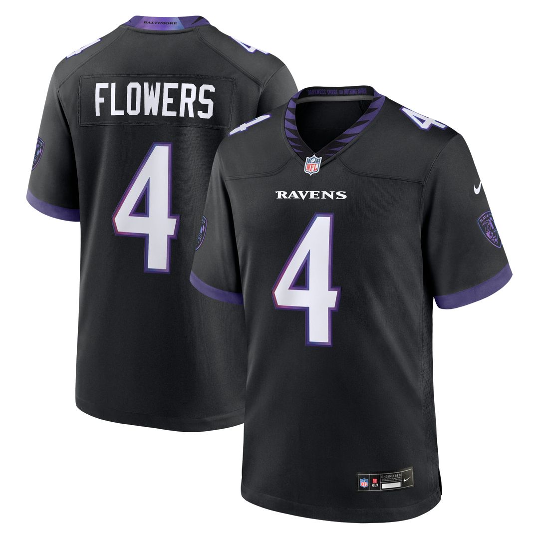 Zay Flowers Baltimore Ravens Nike Alternate Game Jersey - Black