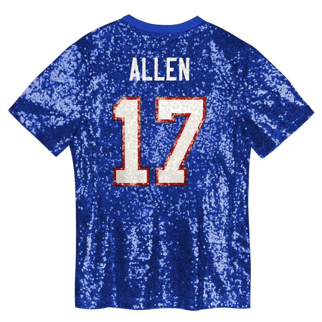 Josh Allen Buffalo Bills Girls Youth Sequin V-Neck Fashion Jersey - Royal