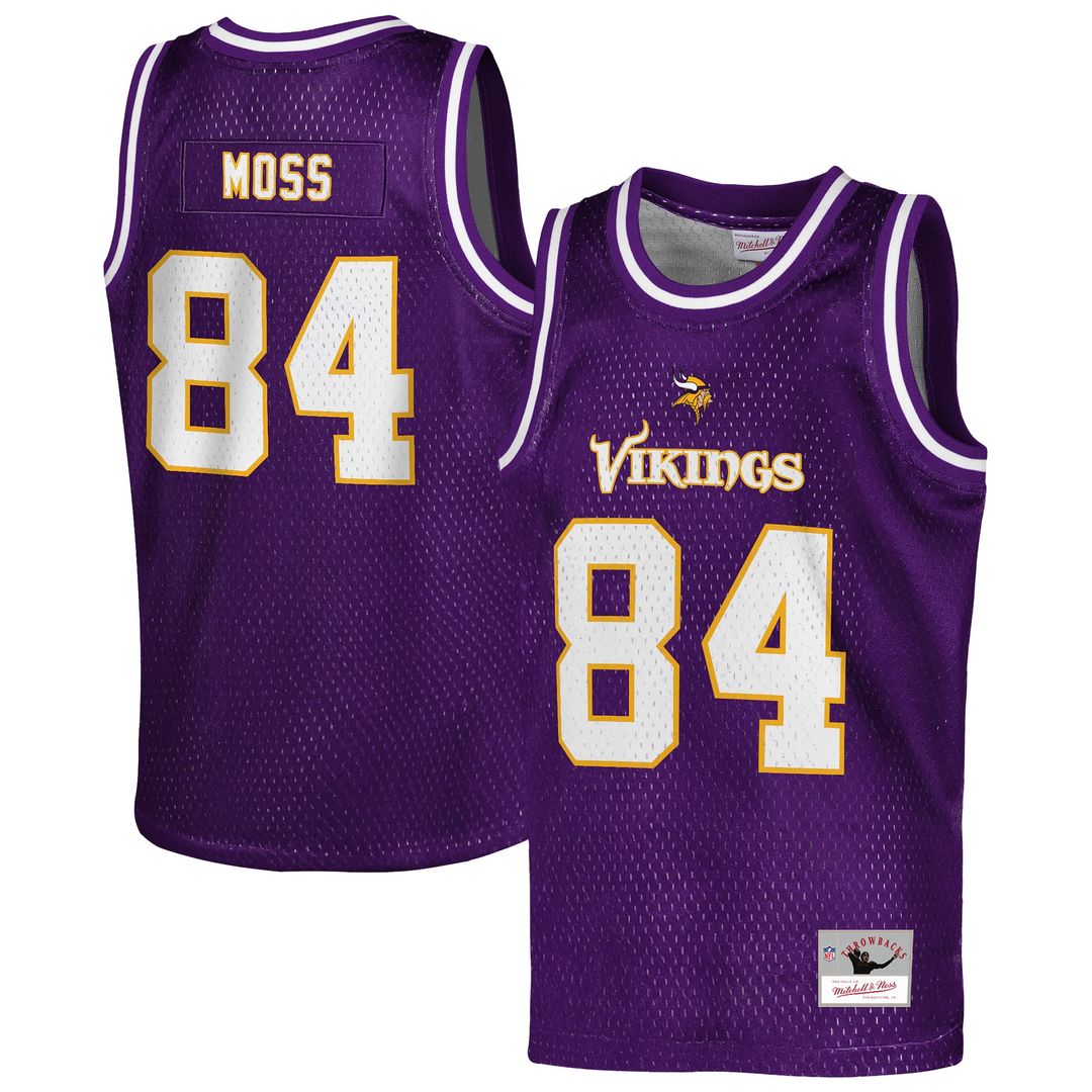 Randy Moss Minnesota Vikings Mitchell & Ness Youth Retired Player NFL Basketball Fashion Jersey - Purple