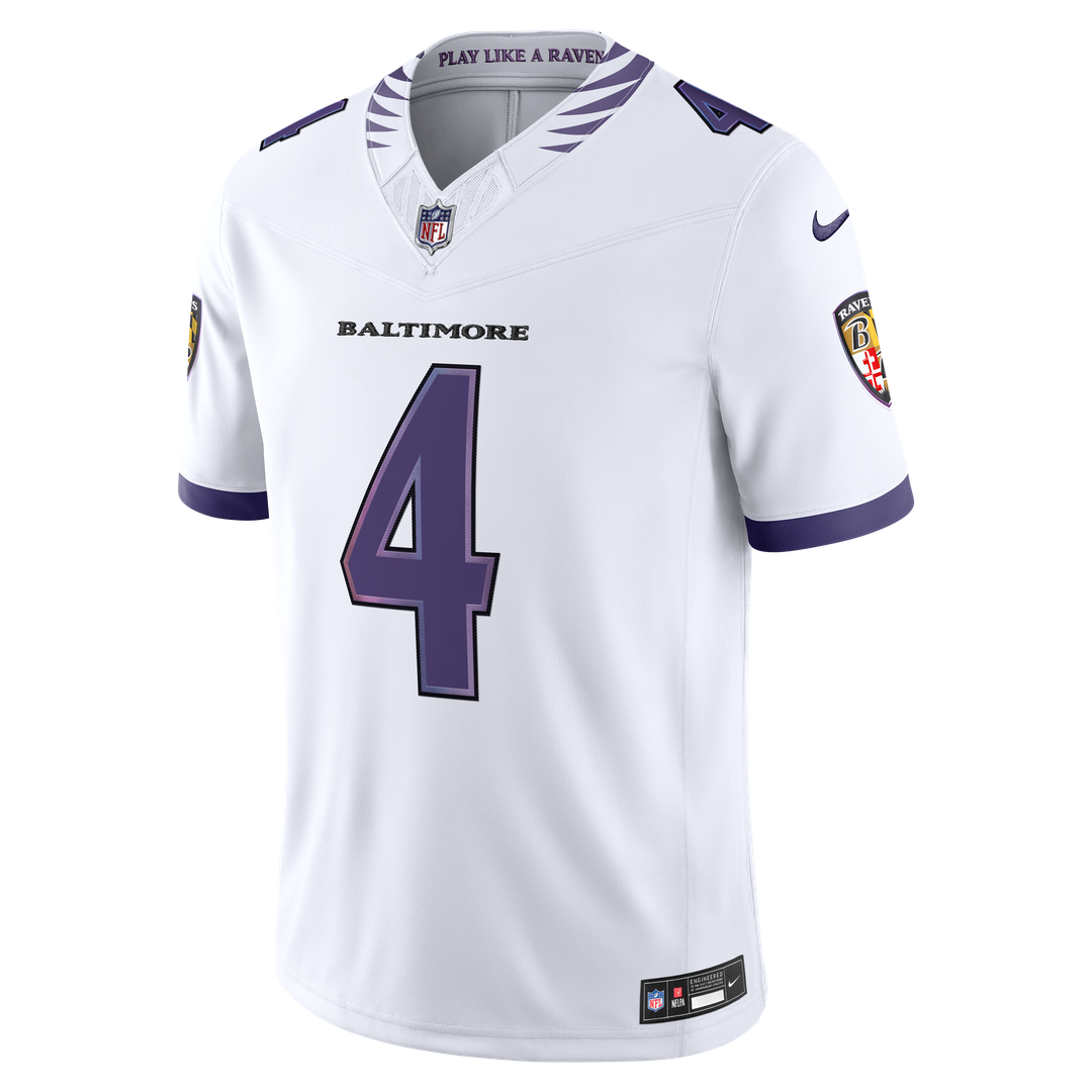 Zay Flowers Baltimore Ravens Nike Vapor F.U.S.E. Stitched Limited Jersey - White