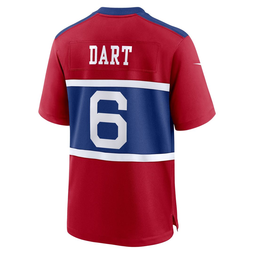 Jaxson Dart New York Giants Nike Alternate Century Red Game Jersey - Red