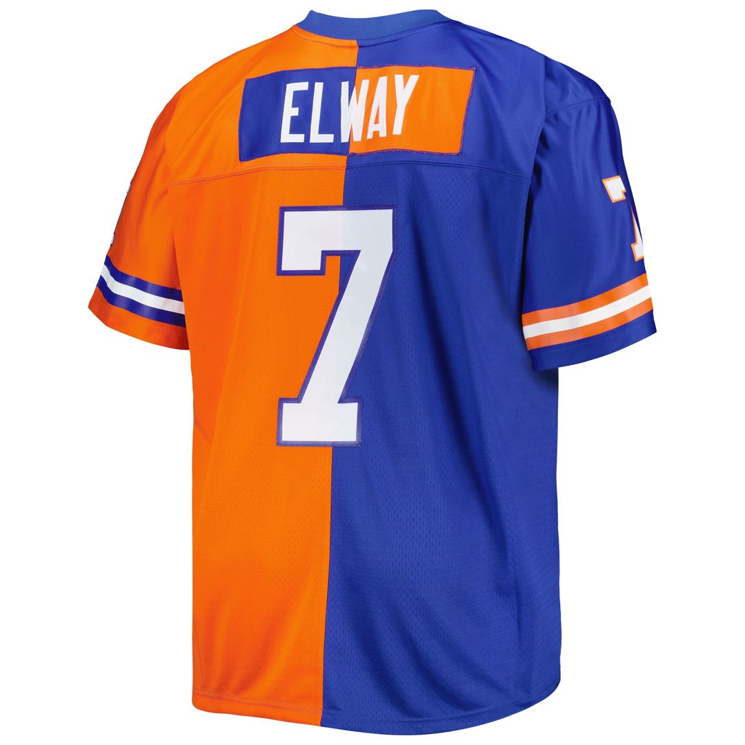 John Elway Denver Broncos Mitchell & Ness Big & Tall Split Legacy Retired Player Replica Jersey - Royal/Orange