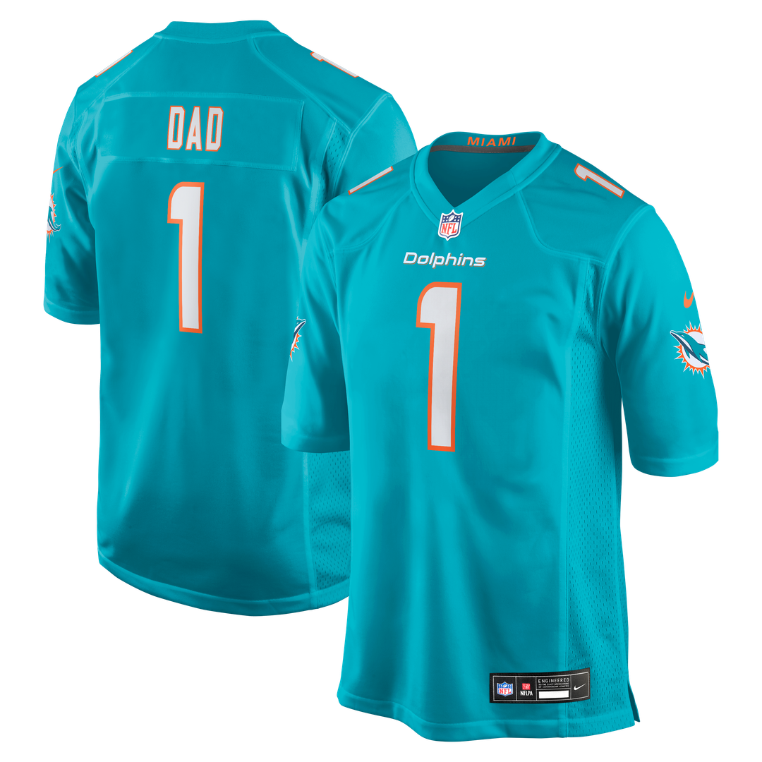 Number 1 Dad Miami Dolphins Nike Game Jersey - Aqua