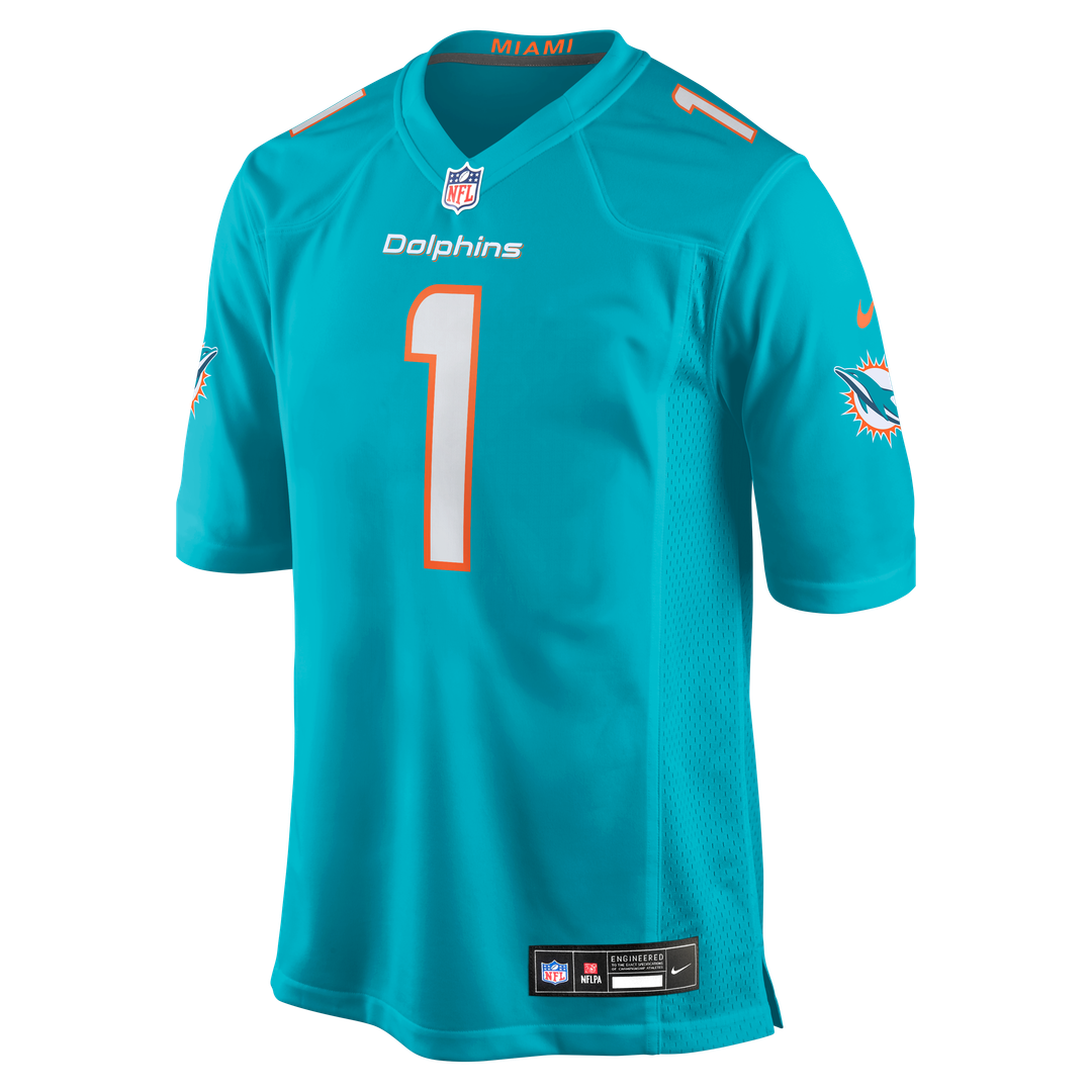 Number 1 Dad Miami Dolphins Nike Game Jersey - Aqua