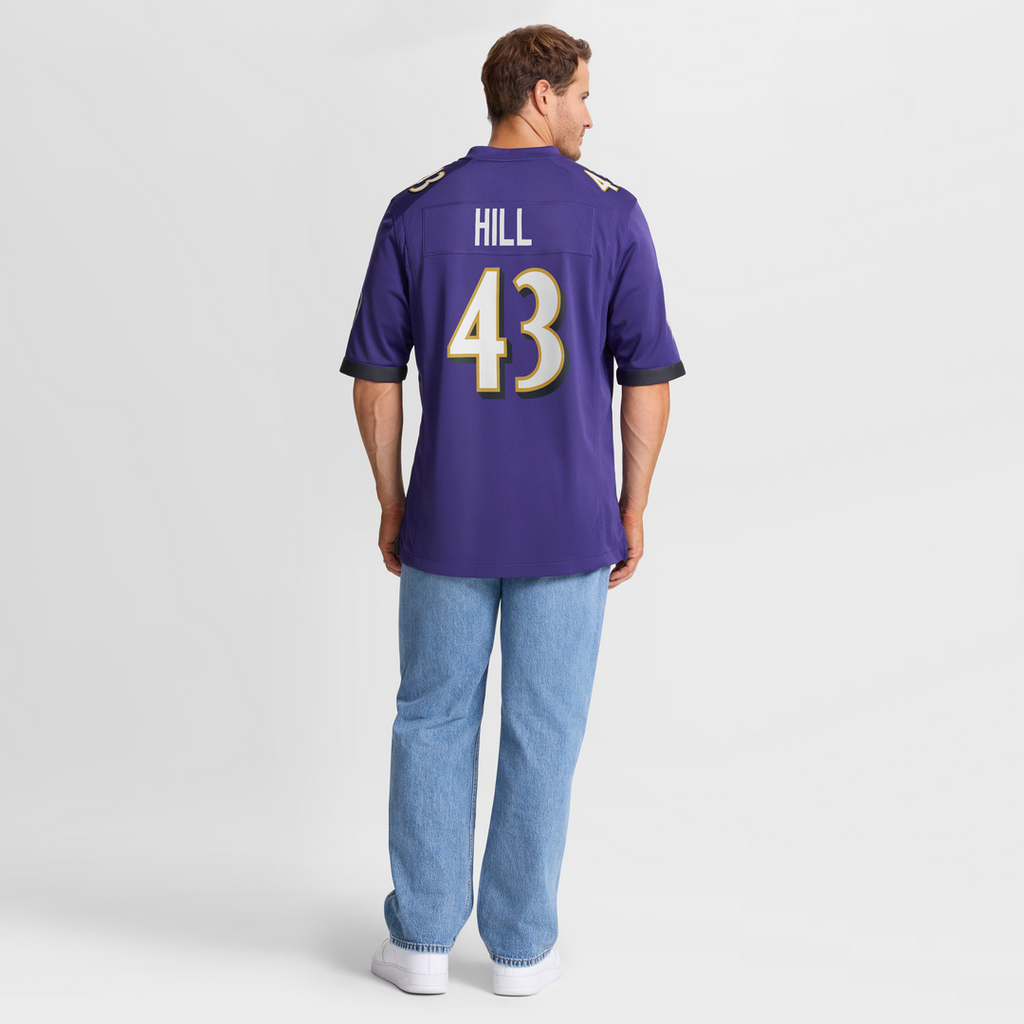 Justice Hill Baltimore Ravens Nike Game Jersey - Purple
