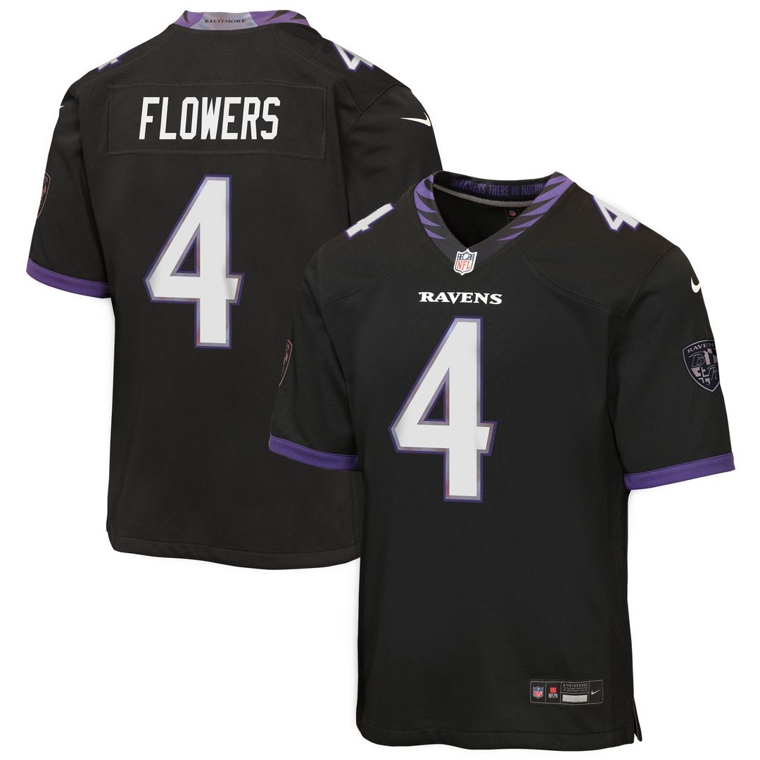Zay Flowers Baltimore Ravens Nike Youth Alternate Game Jersey - Black