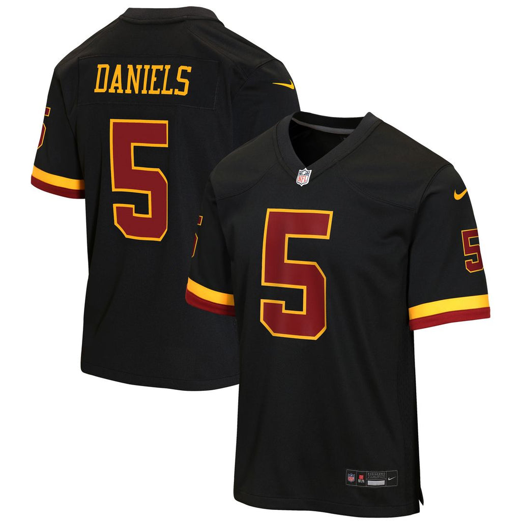 Jayden Daniels Washington Commanders Nike Youth Hail Raiser Alternate Game Jersey - Black