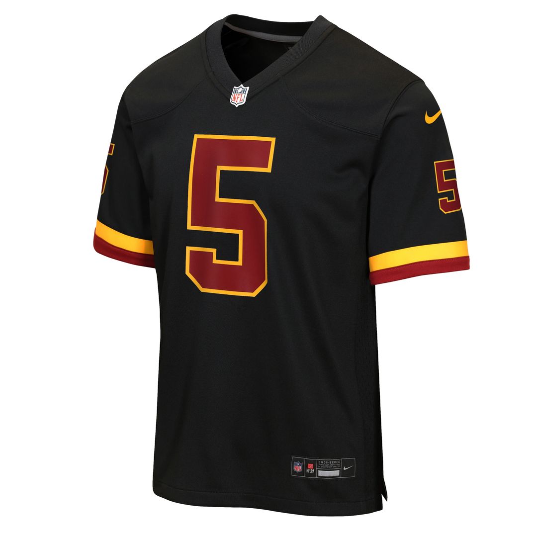 Jayden Daniels Washington Commanders Nike Youth Hail Raiser Alternate Game Jersey - Black