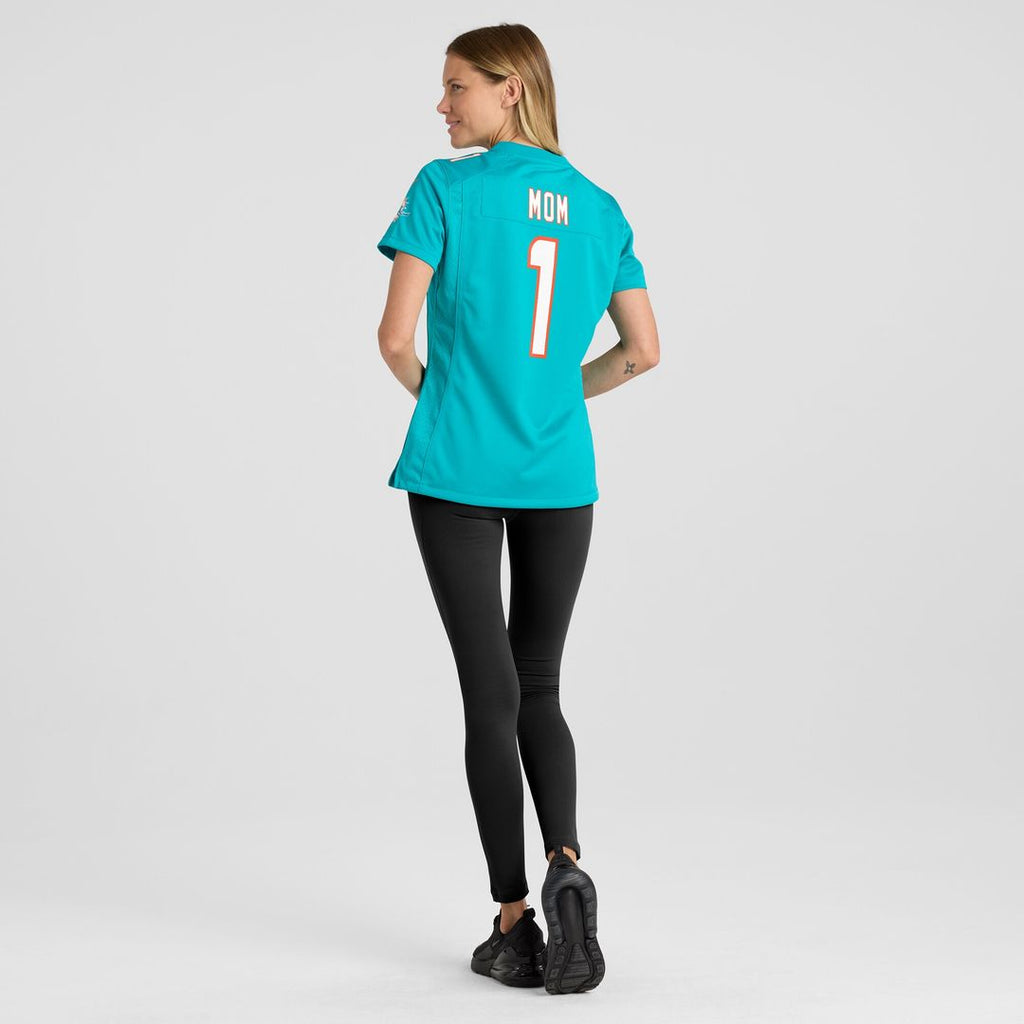 Number 1 Mom Miami Dolphins Nike Women's Game Jersey - Aqua