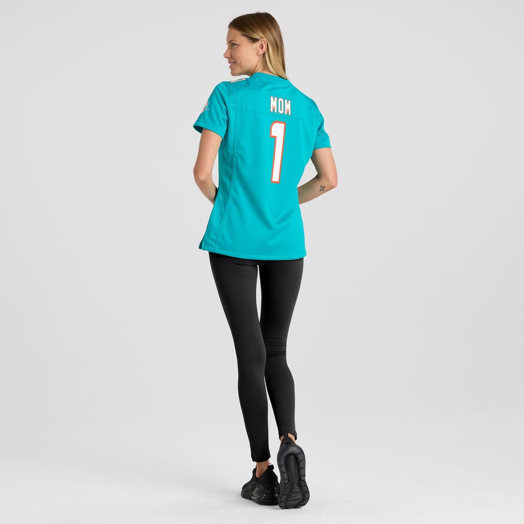 Number 1 Mom Miami Dolphins Nike Women's Game Jersey - Aqua
