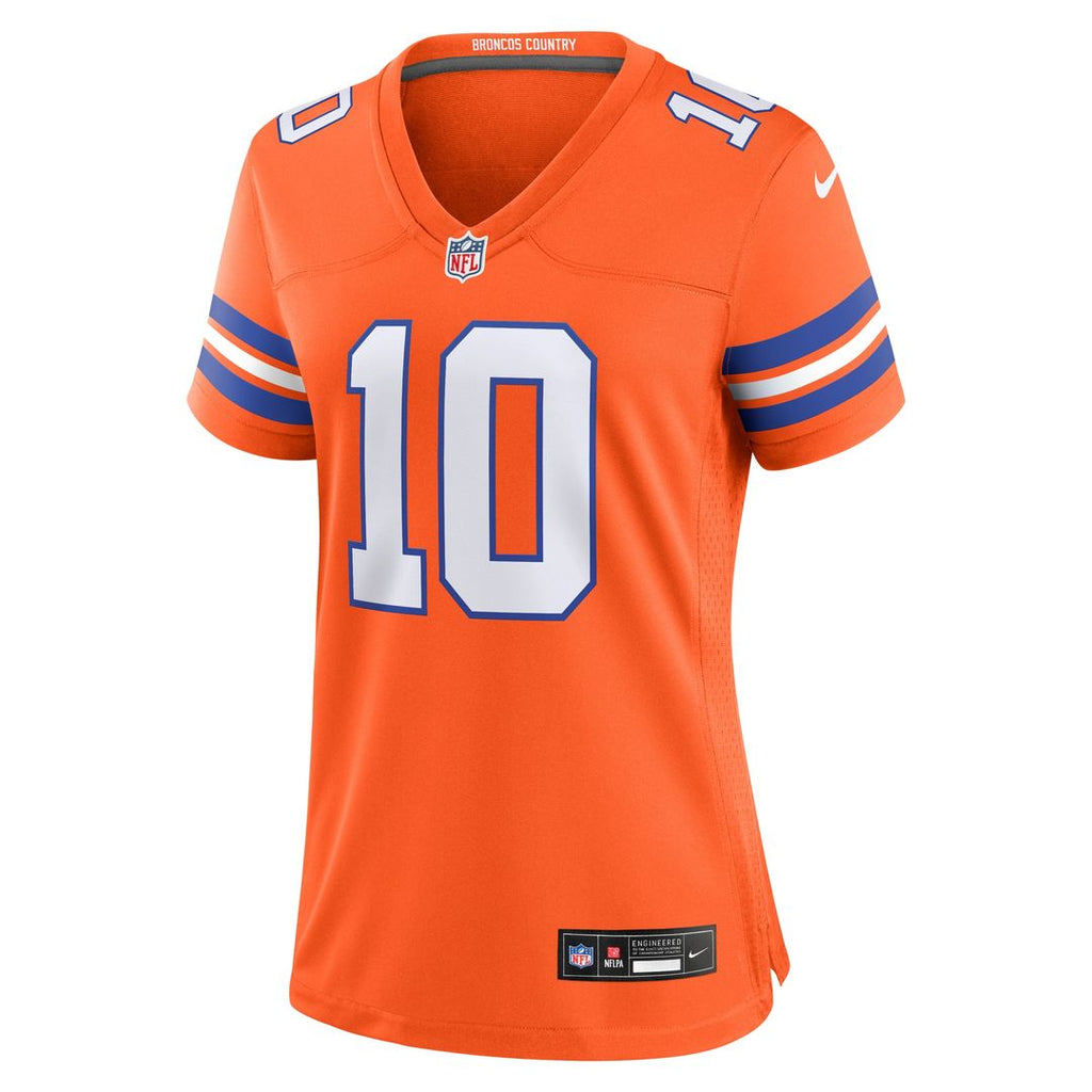 Bo Nix Denver Broncos Nike Women's Mile High Collection 1977 Throwback Player Game Jersey - Orange
