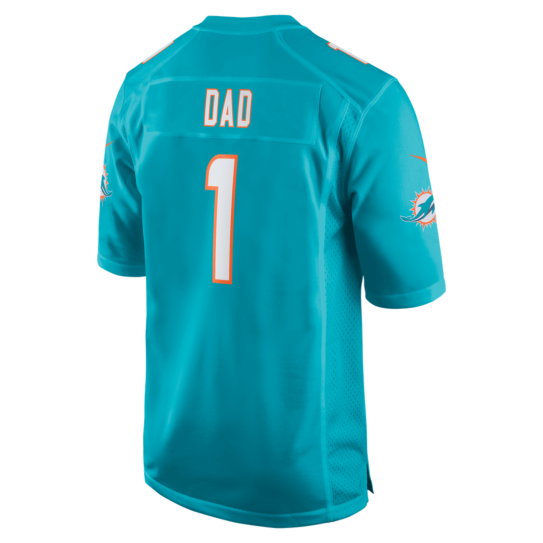 Number 1 Dad Miami Dolphins Nike Game Jersey - Aqua