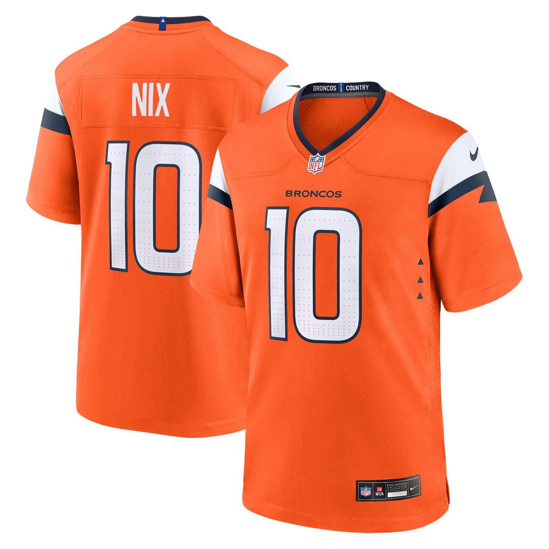 Bo Nix Denver Broncos Nike Youth Game Jersey - Orange