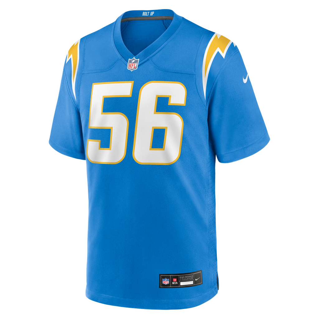 Kanai Mauga Los Angeles Chargers Nike Team Game Jersey -  Powder Blue