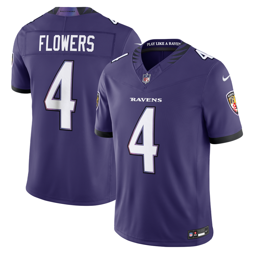 Zay Flowers Baltimore Ravens Nike Vapor F.U.S.E. Stitched Limited Jersey - Purple