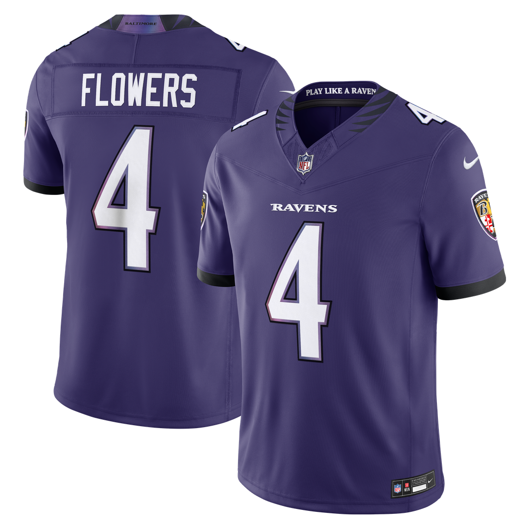 Zay Flowers Baltimore Ravens Nike Vapor F.U.S.E. Stitched Limited Jersey - Purple
