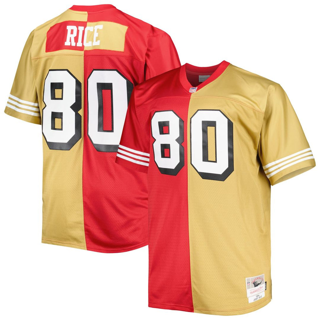 Jerry Rice San Francisco 49ers Mitchell & Ness Big & Tall Split Legacy Retired Player Replica Jersey - Scarlet/Gold