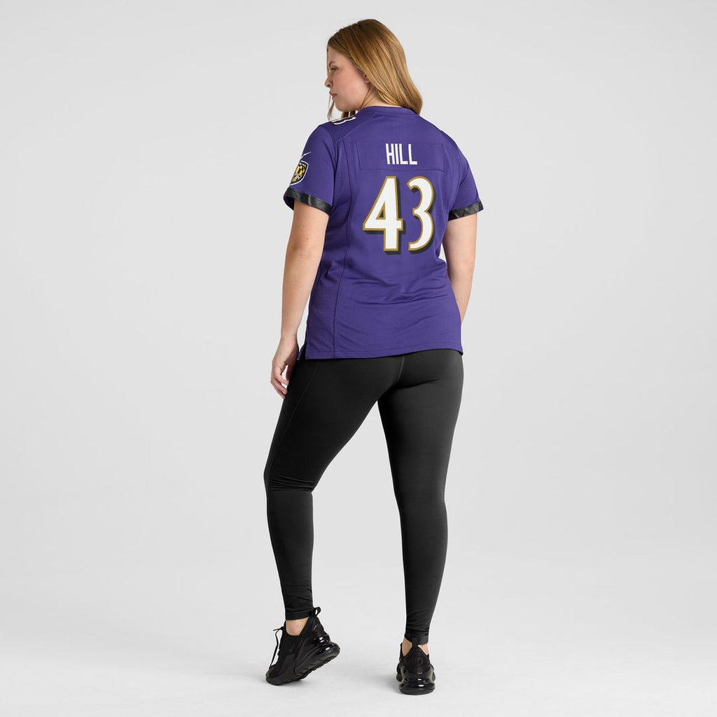 Justice Hill Baltimore Ravens Nike Women's Game Jersey - Purple