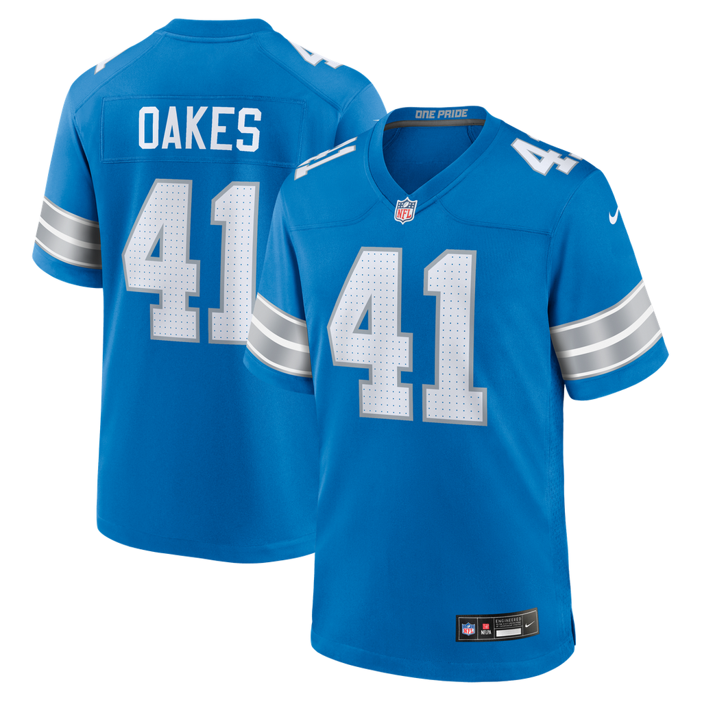 Gunnar Oakes Detroit Lions Nike Team Game Jersey -  Blue