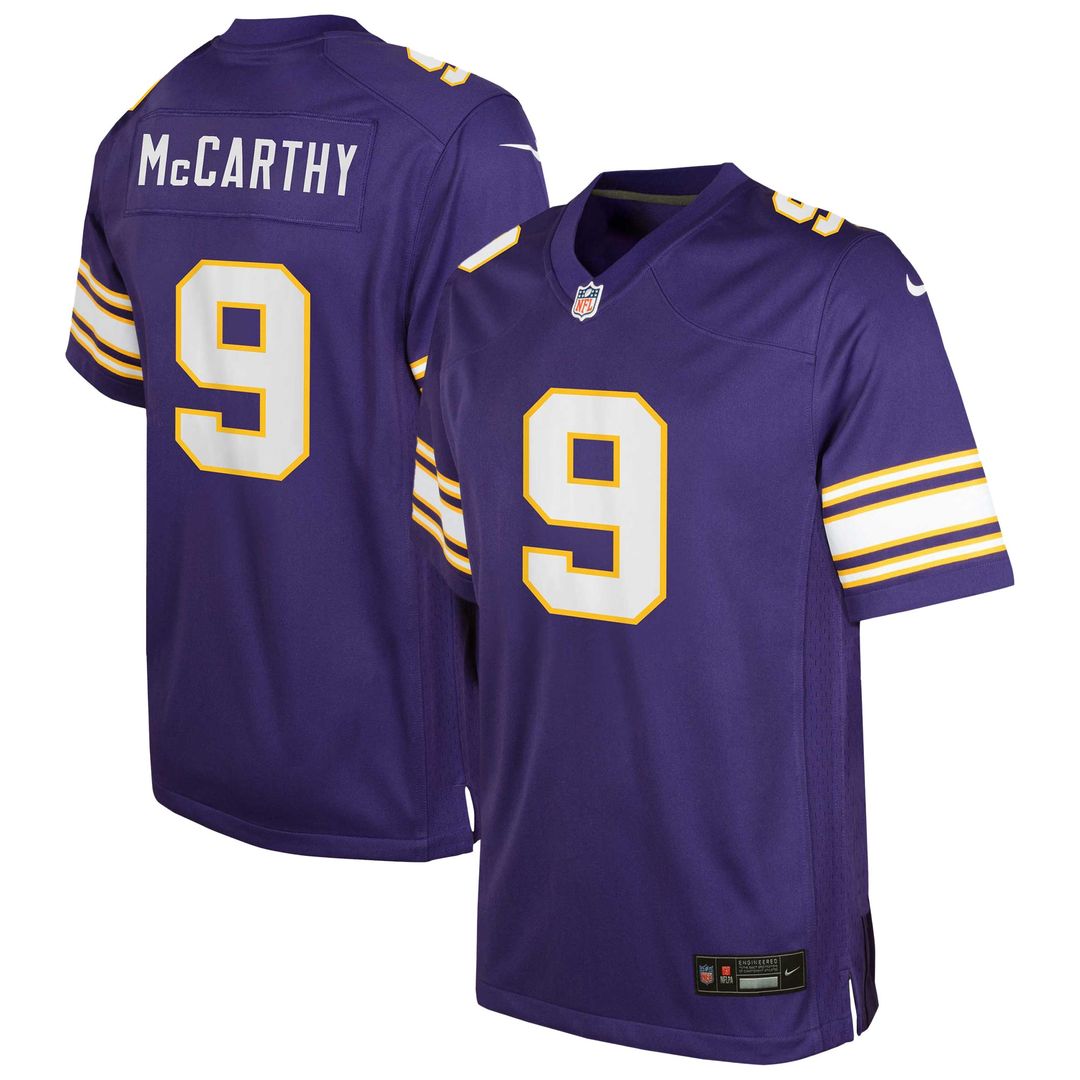 J.J. McCarthy Minnesota Vikings Nike Youth Game Jersey - Purple