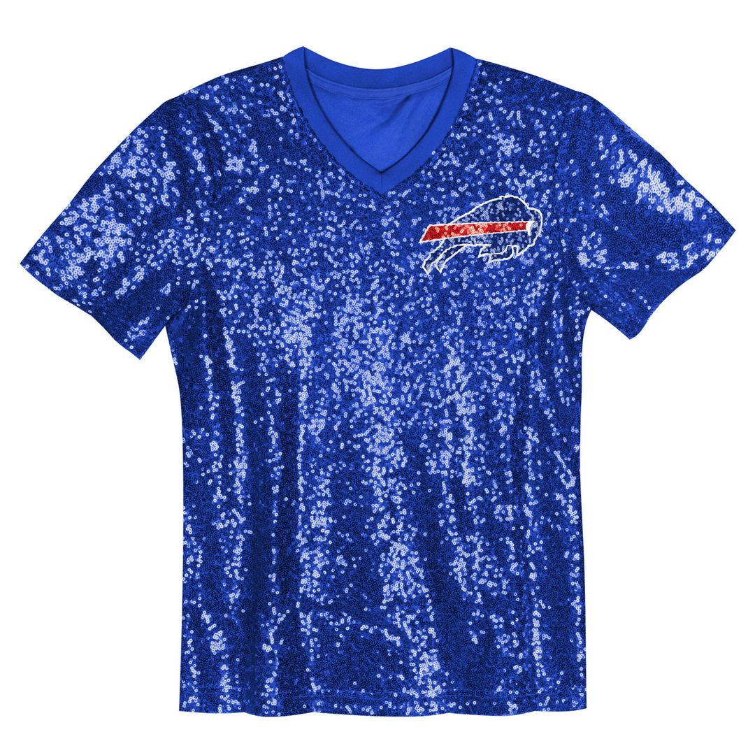 Josh Allen Buffalo Bills Girls Youth Sequin V-Neck Fashion Jersey - Royal