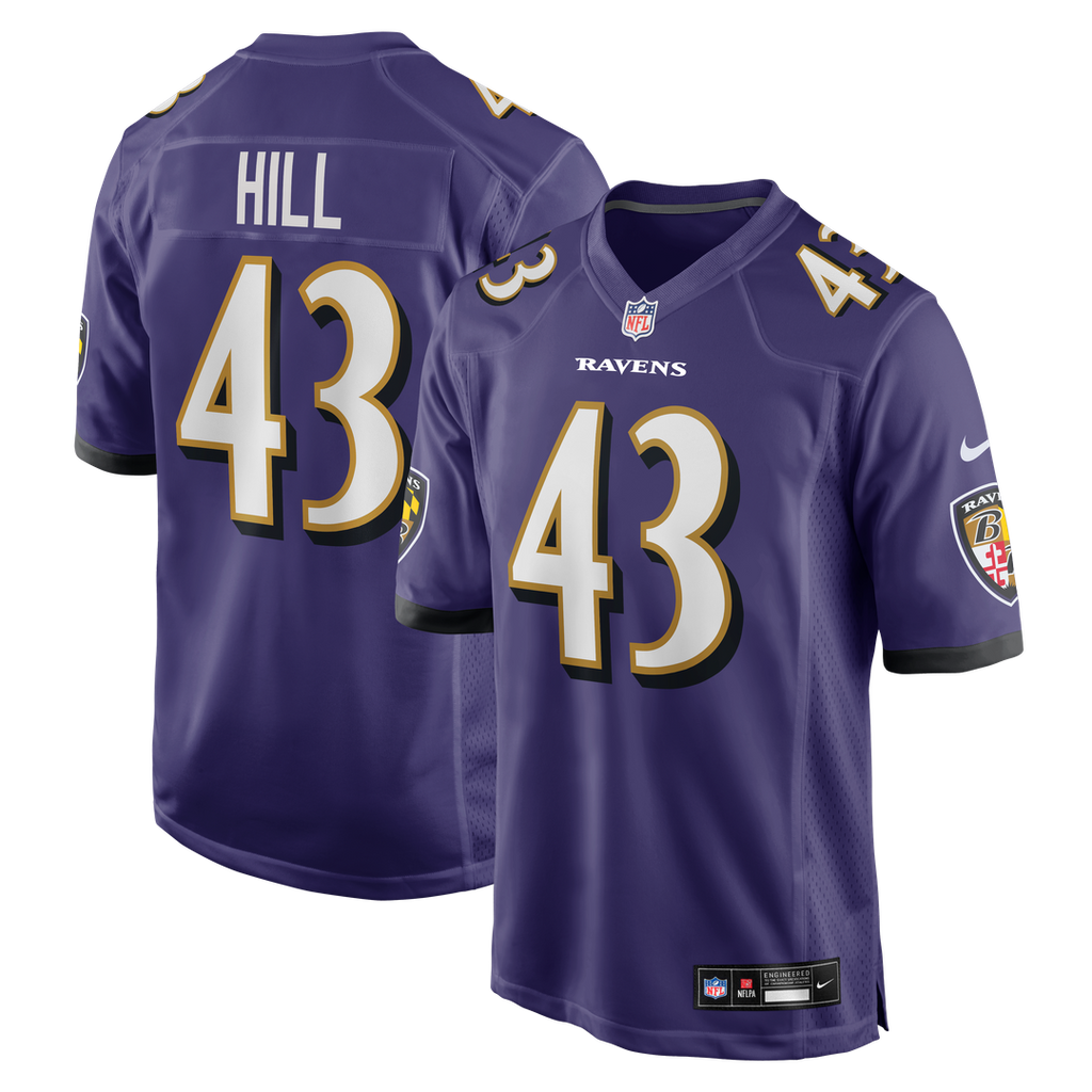 Justice Hill Baltimore Ravens Nike Game Jersey - Purple
