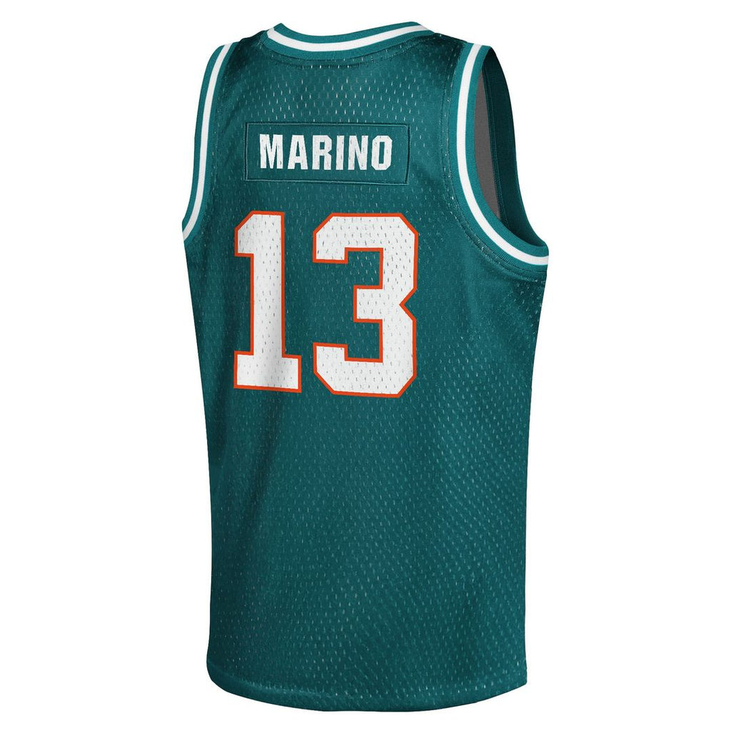 Dan Marino Miami Dolphins Mitchell & Ness Youth Retired Player NFL Basketball Fashion Jersey - Aqua
