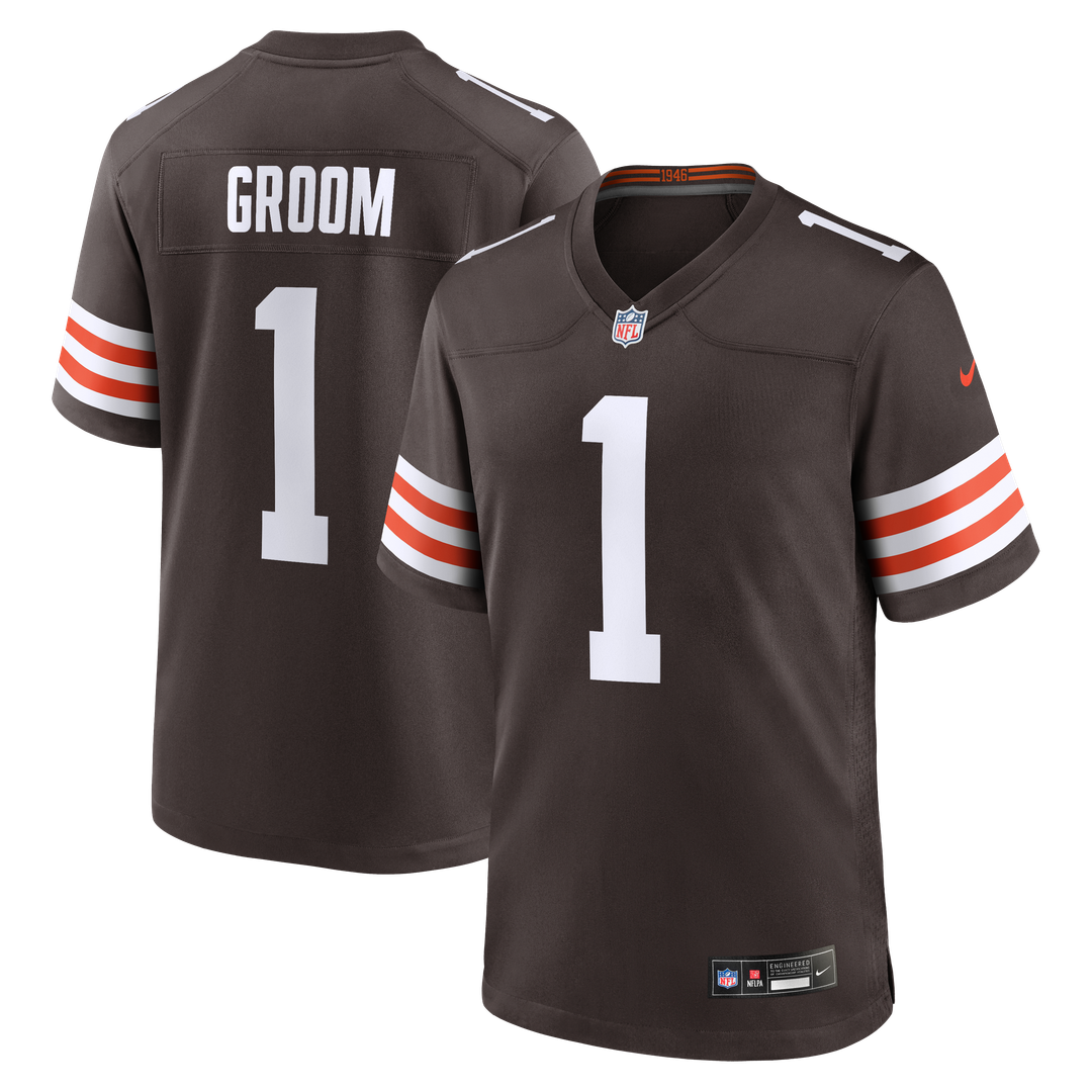 Number 1 Groom Cleveland Browns Nike Game Jersey - Brown